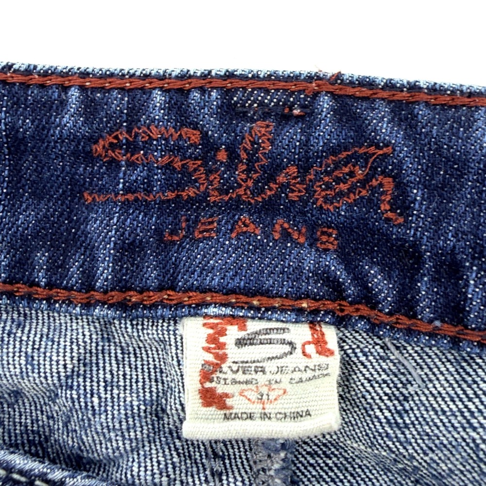 Silver Jeans Tuesday Flare Women 31x31 Dark Wash Low Rise Distressed - Picture 9 of 14